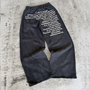 Pantalones Personalizados de Felpa Francesa 100% Algodón, Lavado Ácido con Efecto Desgastado, Estilo Oversize para Hombre, con Logotipo Impreso, Vintage, de Pierna Ancha - Product Image 3