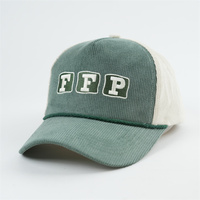 Verschillende Toon Corduroy 5 Panel Trucker Hoeden Met Beige Mesh, Snap Back Gesp Mesh Caps Overeenkomen Met De Rand Kleur