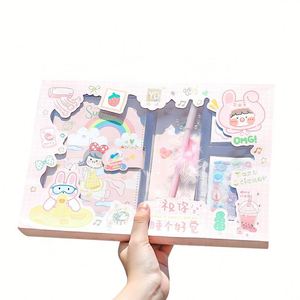 ชุดสมุดโน้ตแม่เหล็ก PU น่ารัก ลายการ์ตูนสำหรับเด็กผู้หญิง พร้อมสติกเกอร์ เทปโน้ต ปากกา ชุดเครื่องเขียนสำหรับเด็กนักเรียน - Product Image 2