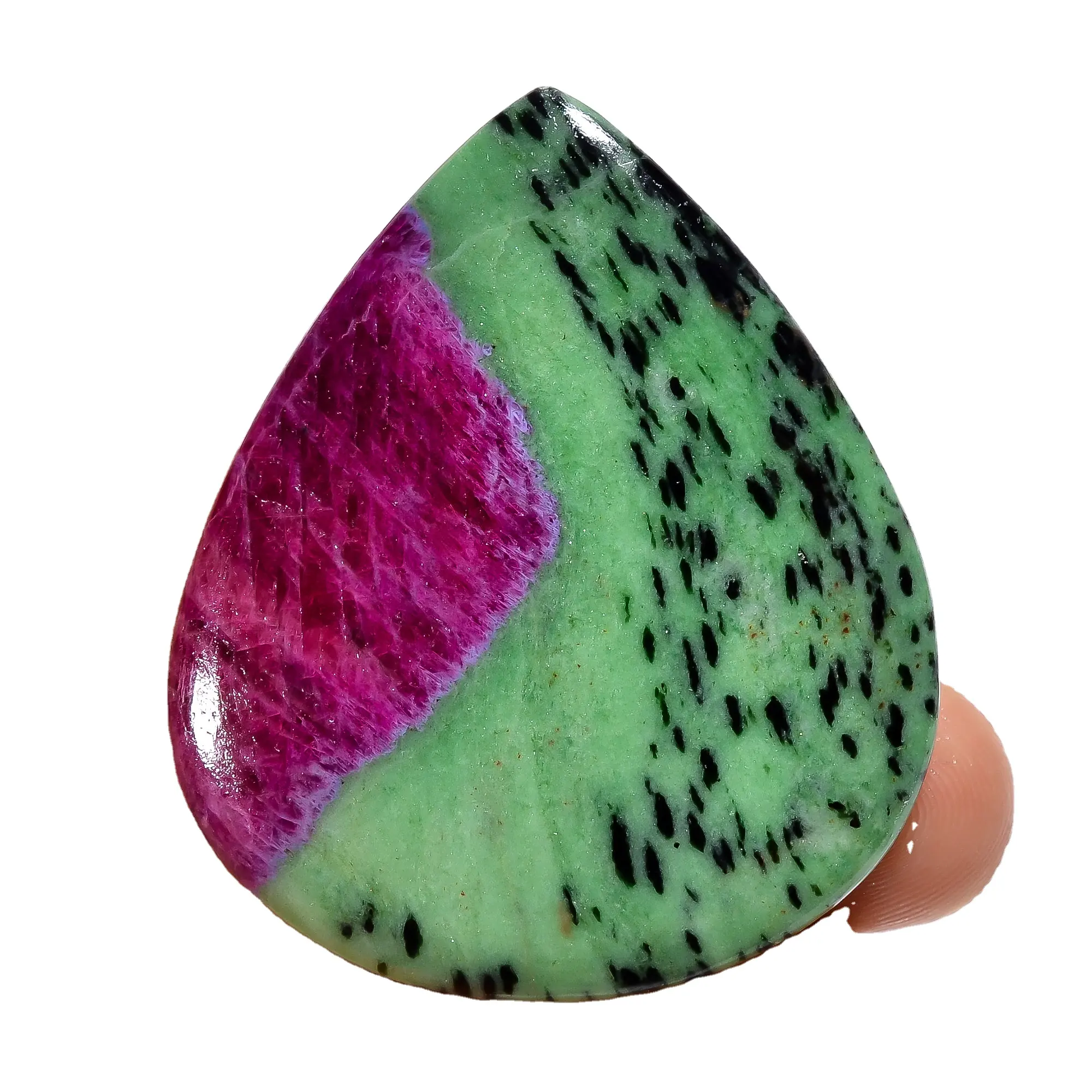 Đẹp Top Grade chất lượng 100% tự nhiên Ruby Zoisite Pear Shape Cabochon Loose đá quý để làm đồ trang sức 86 ct. 46x39x4mm FK