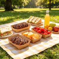 Boîtes pliables portables en papier kraft laminé jetable avec gaufrage et revêtement UV pour les grillades, les hot-dogs et les collations de pique-nique