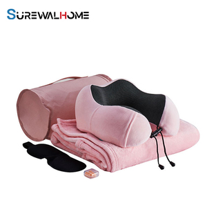 SUREWAL - Juego <span class=keywords><strong>de</strong></span> Viaje Directo <span class=keywords><strong>de</strong></span> Fábrica, Almohada <span class=keywords><strong>de</strong></span> Espuma Viscoelástica en Forma <span class=keywords><strong>de</strong></span> U con Manta y Antifaz para Dormir, Kit <span class=keywords><strong>de</strong></span> Viaje para Avión, Autobús y Coche - Product Image 1