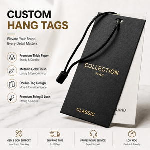 Etichette di Lusso in Carta Riciclata Personalizzate con Goffratura e Stampa a Caldo per Abbigliamento, Eco-Friendly e Sostenibili - Product Image 1