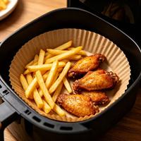 Papiers de cuisson jetables pour friteuse à air, en kraft naturel, antiadhésifs, résistants à l'huile, pour la cuisson, le rôtissage et l'utilisation en cuisine