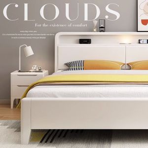 Modern Minimalist <b>Storage</b> <b>Bed</b> White 1.2m Single <b>Double</b> Bedroom Master Room Furniture - Product Image 1