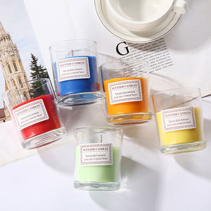 Vente en gros en <span class=keywords><strong>verre</strong></span> transparent <span class=keywords><strong>bougie</strong></span> parfumée avec huile essentielle colorée <span class=keywords><strong>bougie</strong></span> parfumée en cire de soja - Product Image 2