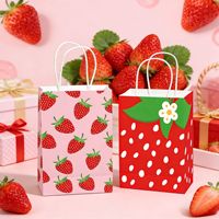 Sacs fourre-tout personnalisés en papier kraft imprimé fraises, écologiques, pour cadeaux, bougies, fêtes d'anniversaire, avec poignées, faible MOQ, marque privée