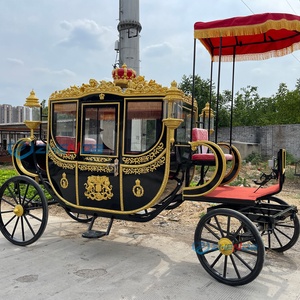 Charrette de chevaux électrique pour visites touristiques, calèche royale de mariage, chariot de chevaux noir pour mariage à vendre - Product Image 4
