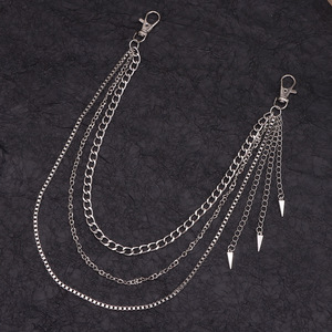 สร้อยคอแฟชั่นหลายชั้นพร้อมจี้รูปกรวยสามเหลี่ยม สร้อยคล้องกางเกง เครื่องประดับเดนิม สไตล์ฮิปฮอป สำหรับใส่ทุกวัน ทำจากโลหะผสมสังกะสี - Product Image 2