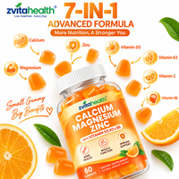 Gummies de calcium 1000mg, magnésium, zinc avec D3, K2, B6, base de pectine, sans OGM, marque privée, OEM