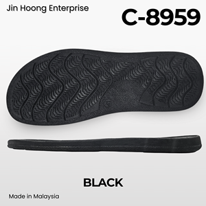 Jin Hoong Men C-8959 Semelle extérieure en PVC noir résistante à l'eau, antidérapante, durable, épaisseur 25 mm, fabriquée en Malaisie - Product Image 3