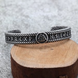 Unisex Viking Symbol Tibetan Silver 06709 Steel Color Geometric Open C Shape <b>Bracelet</b> for Gift and Clothing <b>Matching</b> - Product Image 4