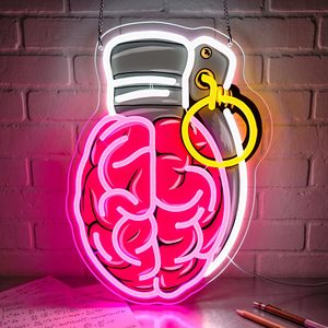Letrero de Neón 'Brain Grenade', para Decoración de Pared, Luces de Neón para Sala de Juegos, Dormitorio, Bar, Cueva del Hombre, Oficina, Regalos Perfectos - Product Image 1