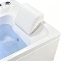 Baignoire de massage blanche avec bande LED, bec cascade, bain à remous et oreiller, musique Bluetooth, pour villa et famille
