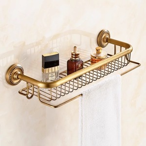 Porte-serviettes et support de bain pliables en laiton de style antique, fixation murale sans perçage pour salle de bain/toilettes/stockage - Product Image 6