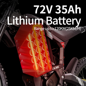 มอเตอร์ไซค์วิบาก R1 แบตเตอรี่ลิเธียม 72v ระยะทาง 75 ไมล์ 10000W 35AH โครงอะลูมิเนียมความเร็วสูง โช้คอัพเต็มระบบ - Product Image 6