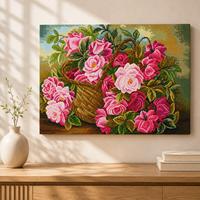 Kit de Peinture Diamant KS Craft Eternal Bloom sur Toile Imprimée Florale, Perles Carrées Scintillantes, Écologique, DIY, Nature Élégante pour la Maison