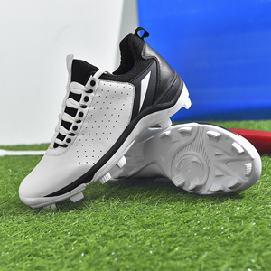 Unisex Microfiber Leather <b>Baseball</b> Cleats Breathable Perforated Upper Rubber Stud Grass Training Shoes - Product Image 4
