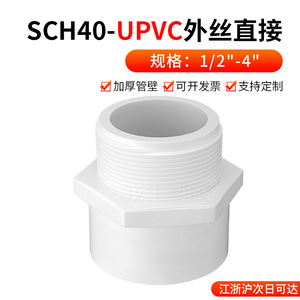 Conector Recto de Inserción Interna de PVC para Tuberías de Agua, Rosca Macho Estándar Americana Blanca SCH40, Adaptador y Conector de UPVC - Product Image 2