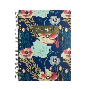 A4 A5 Customizable Stationary Floral Printing Custom Journal Hardcover Double Metal Spiral Notebook Planner