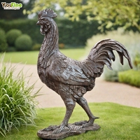 Statue de coq en bronze réaliste, art de jardin de style campagnard, grande sculpture de poulet/coq pour la décoration de la cour, du jardin et du patio