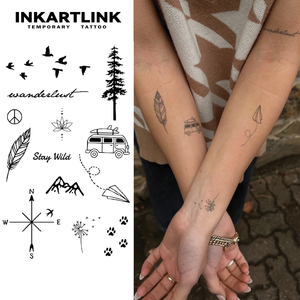 Autocollant de <span class=keywords><strong>tatouage</strong></span> INKARTLINK pour le corps, autocollant de <span class=keywords><strong>tatouage</strong></span> en papier, Wanderlust Travel, imperméable, écologique, longue durée, 15 jours, en vrac - Product Image 1