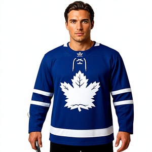 Jersey Profesional de Hockey sobre Hielo Unisex de Toronto, Azul, Manga Larga, Cuello Redondo, Impresión por Transferencia de Calor en la Parte Delantera, Corte Regular, Transpirable - Product Image 1