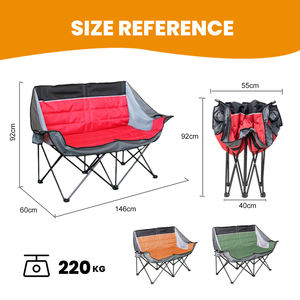 كراسي مزدوجة كبيرة الحجم للخدمة الشاقة مبطن محمول قابل للطي مبطن مقعد التخييم كرسي مع 2 دلاء كوب ومساند للذراعين - Product Image 5