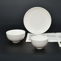 Vaisselle en porcelaine blanche pure, style américain classique, pour la maison, la cuisine, les restaurants, les fêtes, bol à riz, assiette creuse