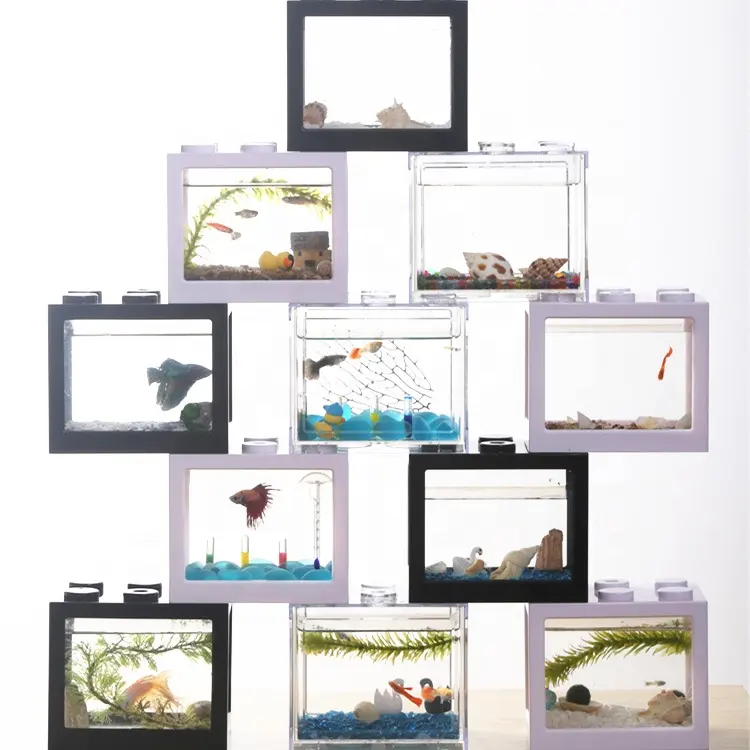 Aquarium portable décoration, Mini aquarium, animaux 100% en plastique