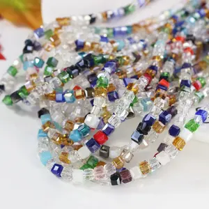 Perles carrées en cristal pour la fabrication de bijoux, accessoires de bricolage, perles de charme, en verre, pièces