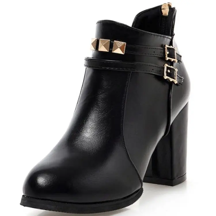 ASH034 new style autumn winter luxury women rivets chunky heels ankle boots