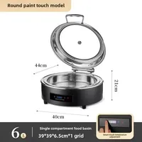 Elektrische Zwarte Chafing Dish 6-9L Luxe Serveerschaal RVS Voedselwarmer met Temperatuurregeling Party Professionele Catering