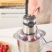 Penggiling Daging Multifungsi Stainless Steel Pembuat Makanan Bayi 2000W Pengolah Makanan Elektrik 3 Pengaturan Kecepatan Gigi Dapat Disesuaikan