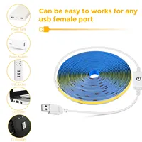 Bande LED COB 5V + Kit variateur tactile USB 8mm 320 LED/M, Ruban LED Dimmable Haute Densité pour TV, Miroir, Rétroéclairage PC, Décoration Murale