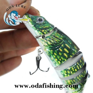 <span class=keywords><strong>2023</strong></span> nouveau brochet à neuf sections 125mm/17g 3D yeux leurre ABS plastique solide en acier inoxydable Fishhoo articulé nageur - Product Image 2