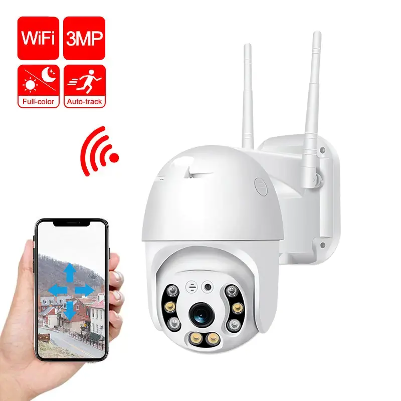 V380 Wifi Smart Camera 3mp Audio bidirezionale Ip66 impermeabile di sicurezza App di controllo Ptz telecamera per la casa intelligente per esterni