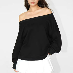 Sweat-shirt vintage en velours super doux pour femme, en laine/nylon, avec logo personnalisé, motif léopard, design épaules, respirant, anti-boulochage - Product Image 4