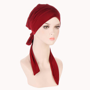 Foulard long en <span class=keywords><strong>coton</strong></span> pour femme, bandeau, turban, bonnet de chimiothérapie, bonnet de sommeil, bonnet beanie, vente en gros - Product Image 4