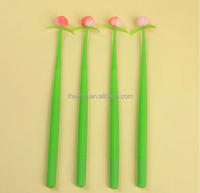 Stylos gel mignons Kawaii en forme de fleurs de pousses de haricots, pointe de 0,5 mm, 4 couleurs assorties, papeterie pour étudiants, stylos promotionnels