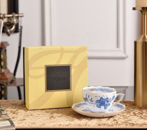 Juego de Tazas de Té y Platos de Porcelana China Ecológica con Diseño Clásico de Hojas Verdes para el Té de la Tarde y Regalos para Hoteles - Product Image 3