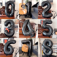 Ballons numériques noirs de 32 pouces dans un emballage individuel, ballons en aluminium numérique haut de gamme