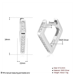 YHE0213 925 <span class=keywords><strong>plata</strong></span> esterlina rombo triángulo circón CZ cristal Huggies <span class=keywords><strong>aros</strong></span> 2025 Piercing lujo Pendiente joyería Rock Punk - Product Image 6