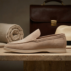 Mocassins Penny Loafers en <span class=keywords><strong>daim</strong></span> et cuir de vachette pour hommes, chaussures plates décontractées et confortables - Product Image 2