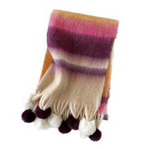 Écharpe tricotée artisanale tie-dye à pompons pour femme, nouveau style coréen, chaude et épaisse, protection contre le froid, cache-cou - Product Image 4