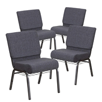 Chaise de conférence empilable en métal avec dossier en tissu et porte-gobelet et porte-livre