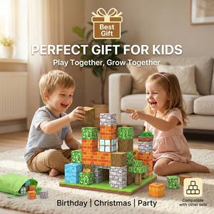 AiJH 63 pièces Blocs de construction STEM Jouets sensoriels <span class=keywords><strong>Montessori</strong></span> Construction créative Petits blocs de construction en cube DIY Jouets éducatifs - Product Image 2