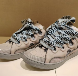 Baskets tendance en cuir véritable à plateforme épaisse, lacets larges, chaussures de skate décontractées, chaussures de ville pour couple - Product Image 4