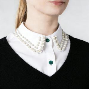 Popolare Colletto Finto <span class=keywords><strong>a</strong></span> Doppia Fila di Perle Fatto <span class=keywords><strong>a</strong></span> <span class=keywords><strong>Mano</strong></span> con Decorazioni Ricamate, Abbinato <span class=keywords><strong>a</strong></span> una Camicia con Colletto Finto alla Moda per Donna - Product Image 4