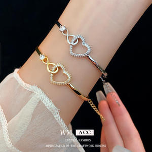 Trendy Casual Elegant High-End Luxury <b>Bracelet</b> for Women Zircon Heartcut Bezel Setting Easy Match Anniversary Buddhist Style - Product Image 2